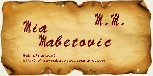 Mia Mabetović vizit kartica